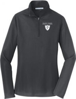 Ladies Pinpoint Mesh 1/2-Zip, Grey